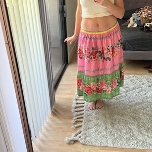Floral Pink and Green Skirt